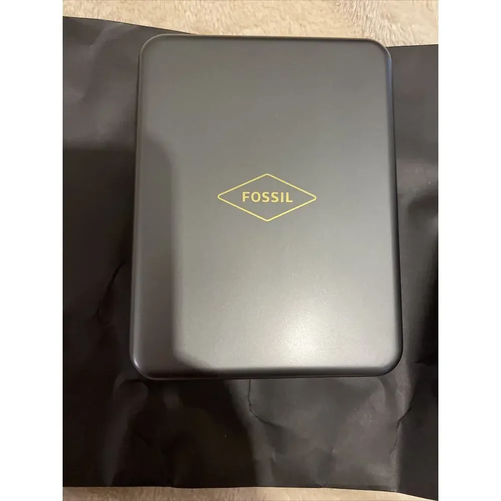 mens fossil coin cardcase bilfold leather brown new